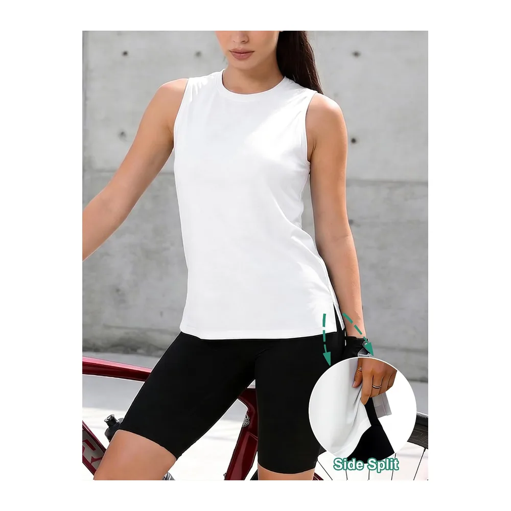 Lightweight Mesh Sleeveless Sports T-Shirt Breathable Quick Dry for Yoga — C# Blanc