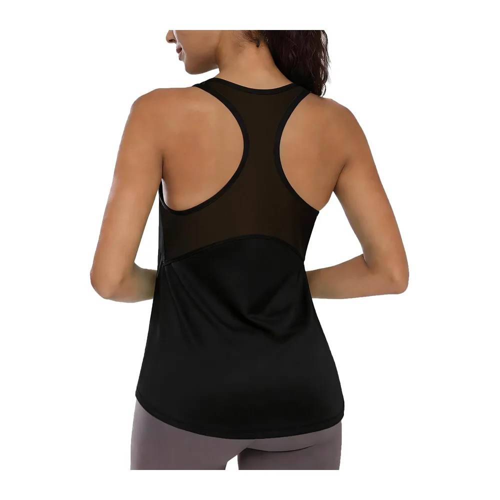 Sports Tank Top Lightweight and Breathable Mesh Tee Shirt Sleeveless Quick Dry — A# Noir