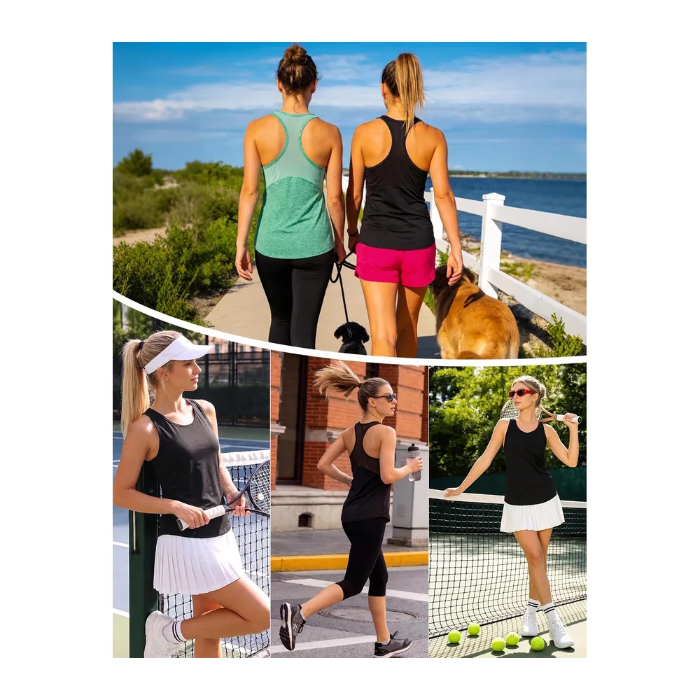 Sports Tank Top Lightweight and Breathable Mesh Tee Shirt Sleeveless Quick Dry — A# Noir