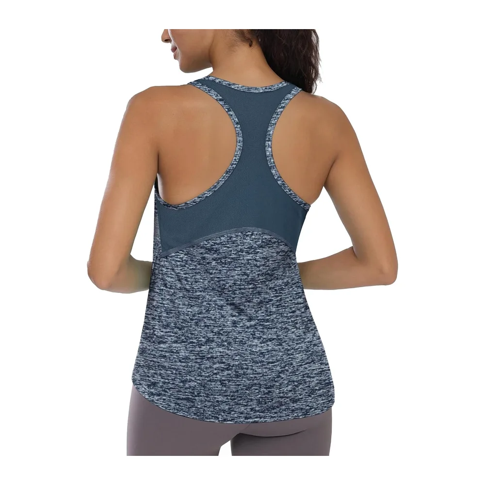 Sports Tank Top Lightweight and Breathable Mesh Tee Shirt Sleeveless — A# Bleu Marine