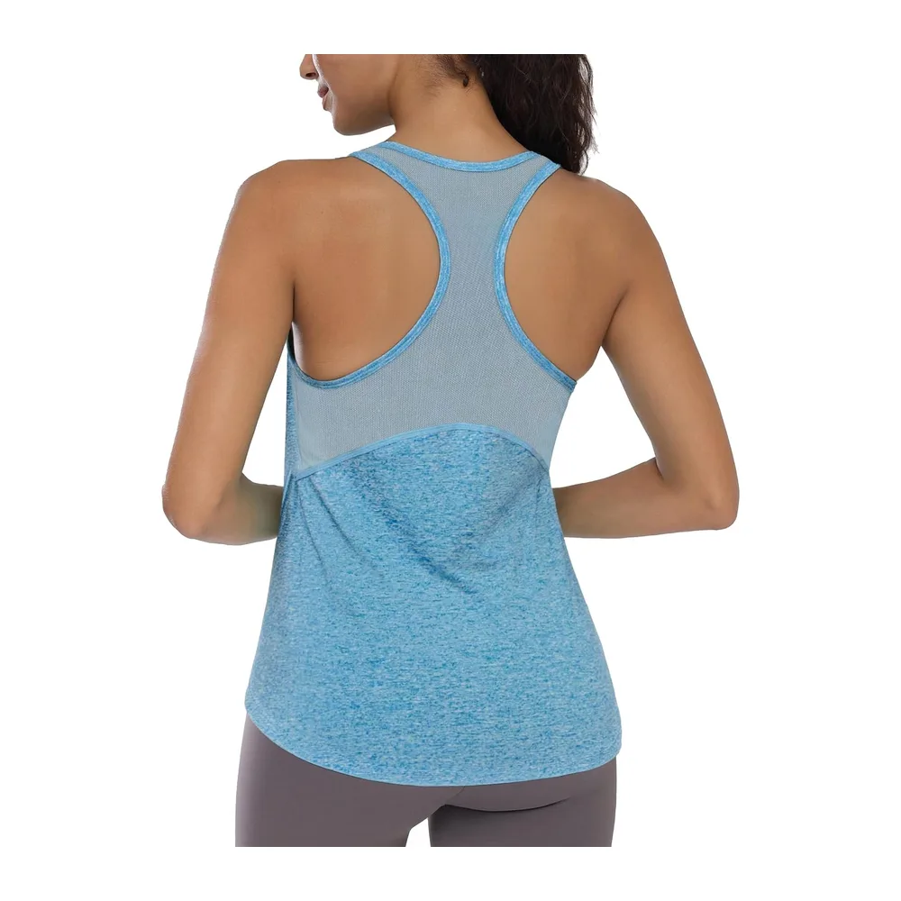 Sports Tank Top Lightweight and Breathable Mesh Tee Shirt Sleeveless Quick Dry — A# Bleu