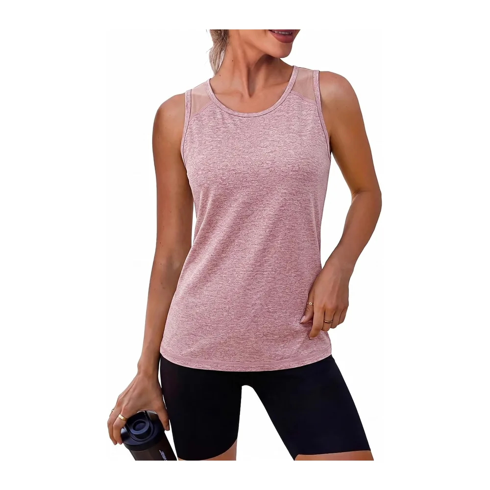 Lightweight Mesh Sleeveless Sports T-Shirt Breathable Quick Dry for Yoga — A# Rose