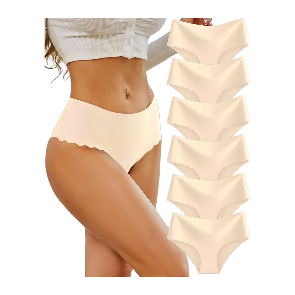 Culotte sans Couture Invisible Taille Haute Slip sous Vetements — (Couleur Chair6)