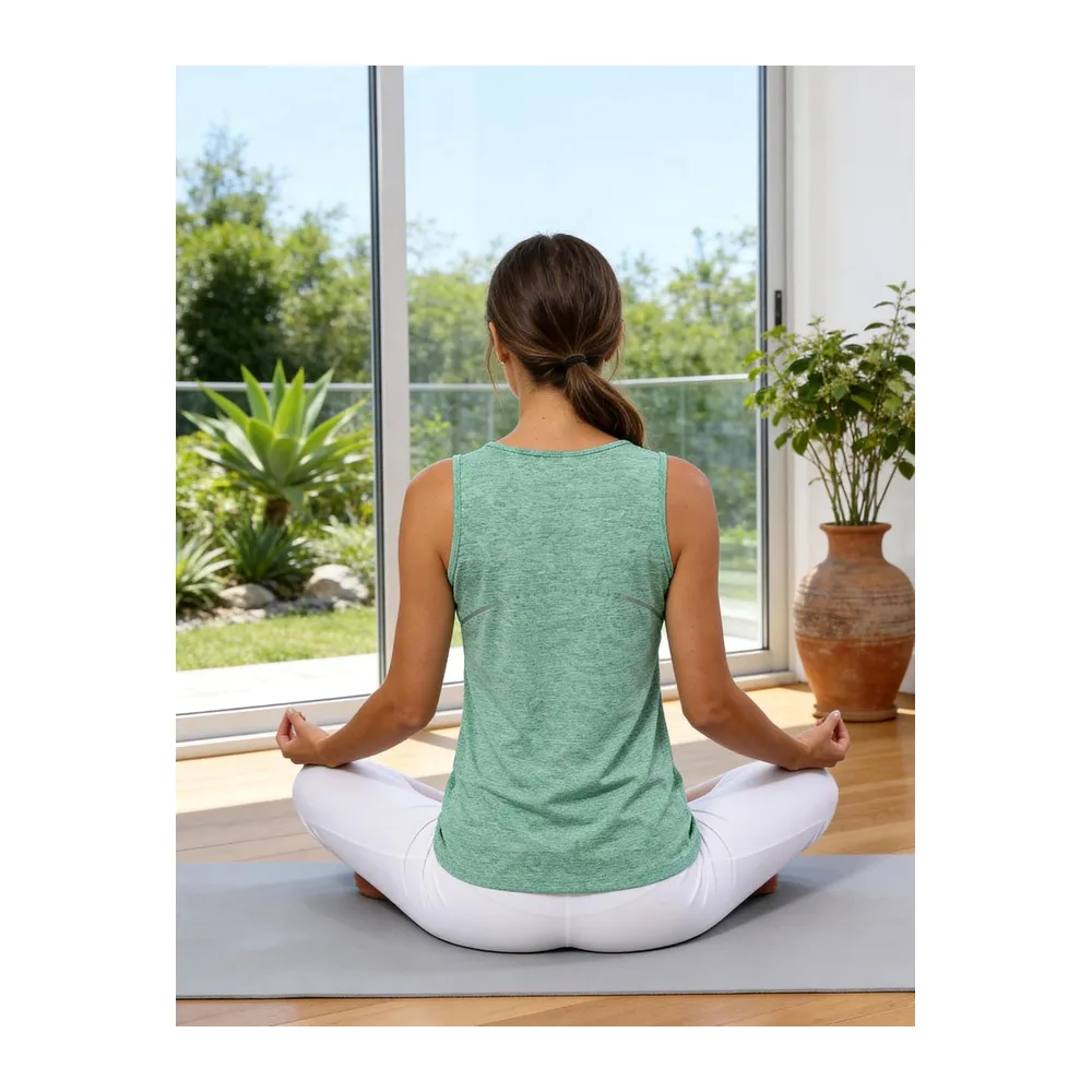 Sports Tank Top V Neck Reflective Stripes UPF 50+ — Vert