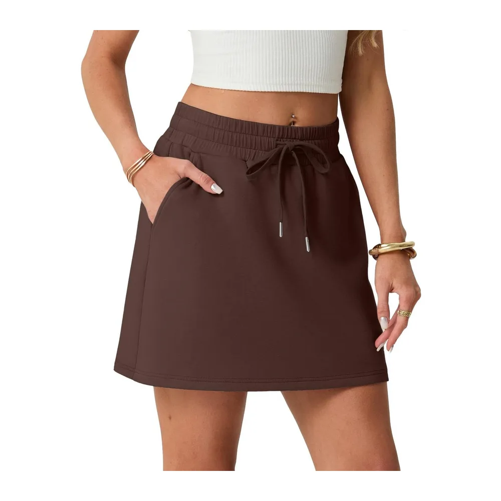 Skort Jupe de tennis avec pantalon en dessous — Café Foncé.