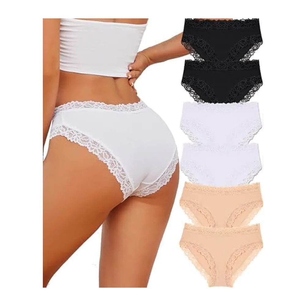 Sous-vêtements en Coton Caleçons Slip Dentelle Culotte Soft Hipster Sexy Panties — Bb-6er