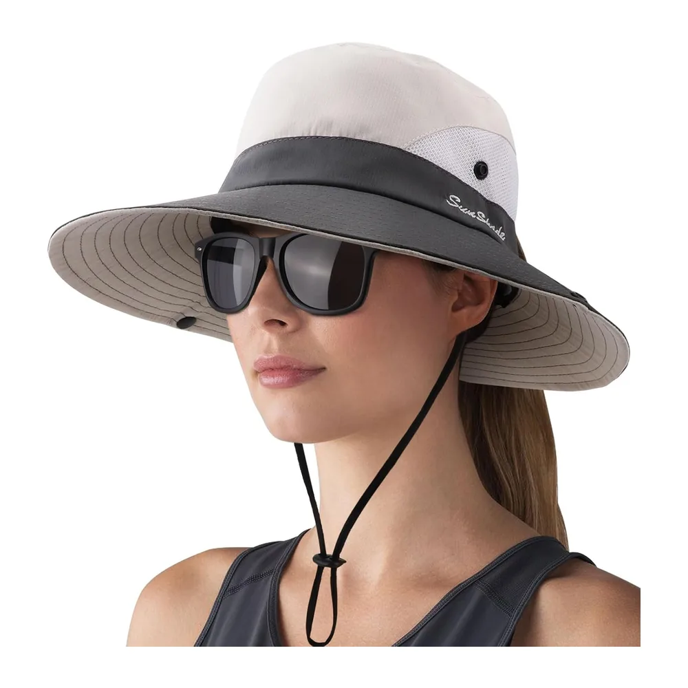 DRESHOW Soleil Chapeau l'extérieur UV Protection Pliable Large Bord Pêche à Cheval Queue