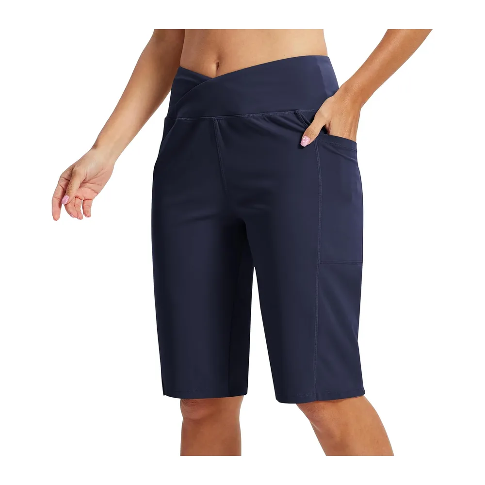 Short Sport Bermuda Short Running Taille Haute Legging Court Yoga Shorts — Bleu Marine