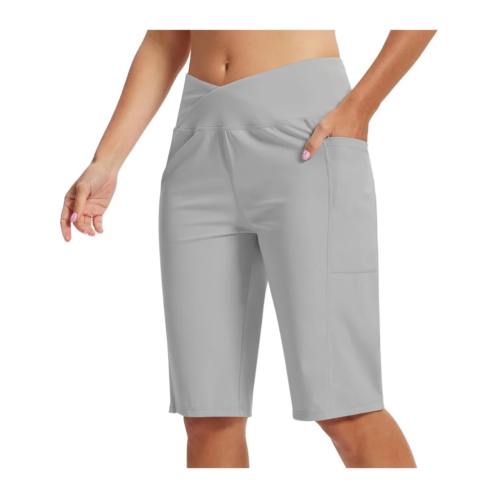 Short Sport Bermuda Short Running Taille Haute Legging Court Yoga Shorts pour été — Gris