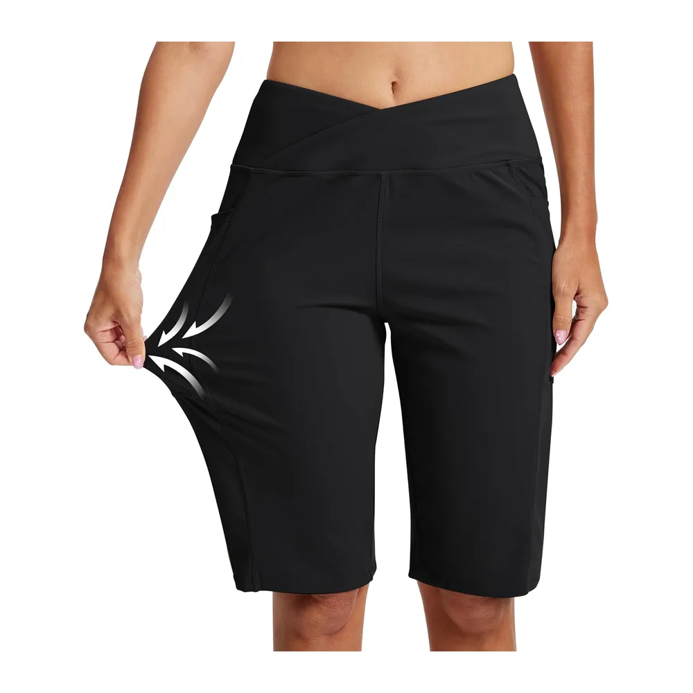 Short Sport Bermuda Short Running Taille Haute Legging Court Yoga Shorts pour été — Noir