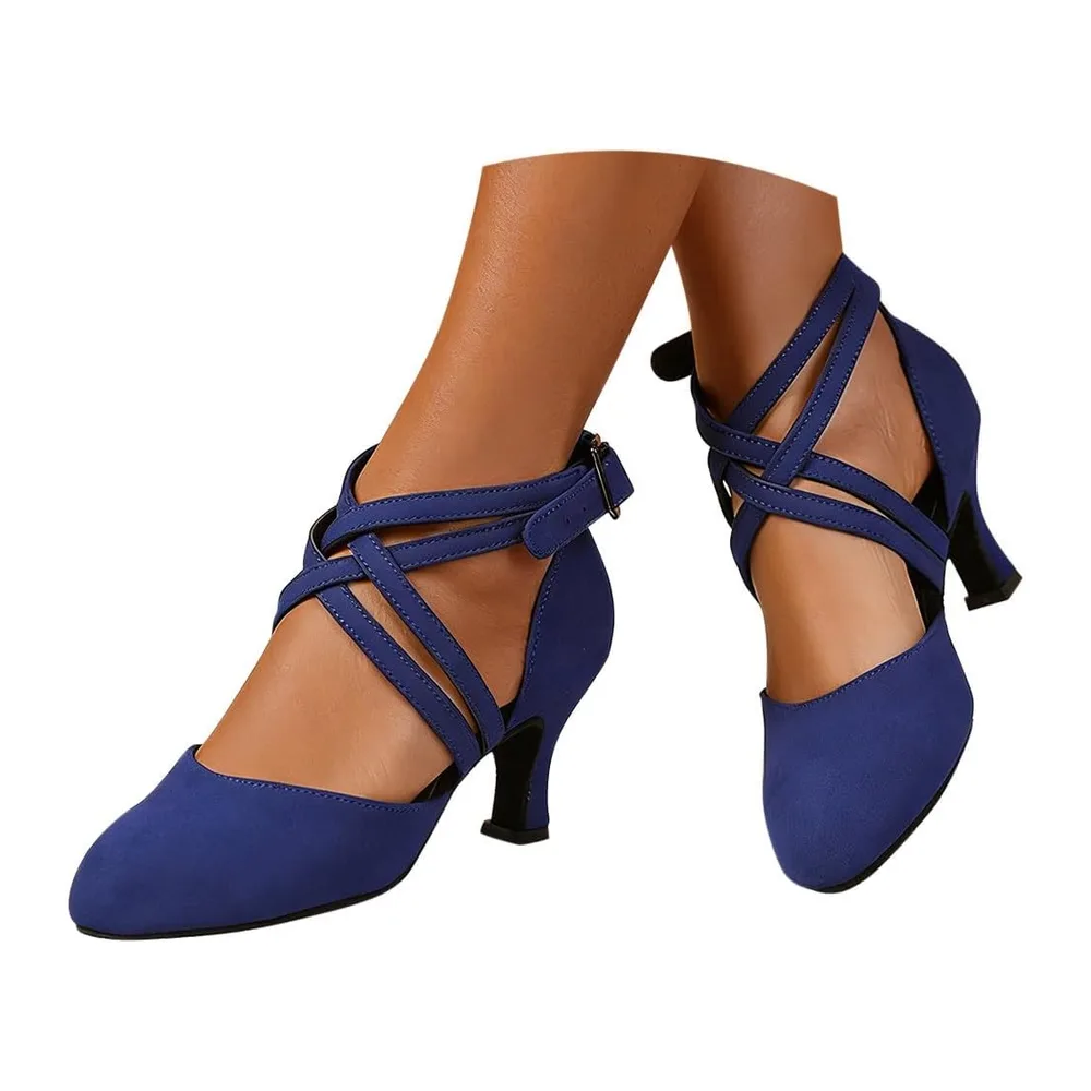 Latin Dance Shoes for Suede Sandal Closed Toe Tango Waltz Social Salsa — A Bleu