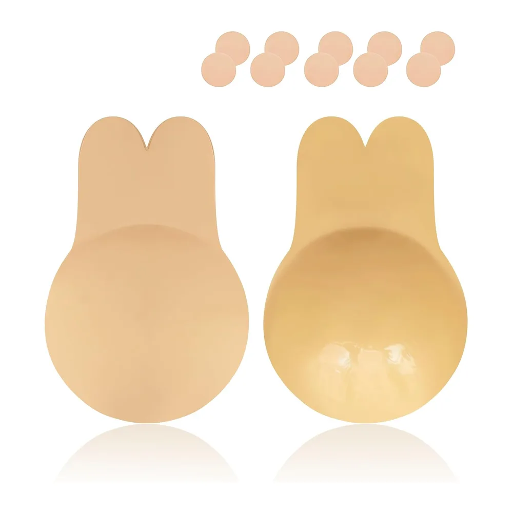 Soutien-gorge adhésif push-up sans bretelles dos nu pour petits et grands seins — Beige.