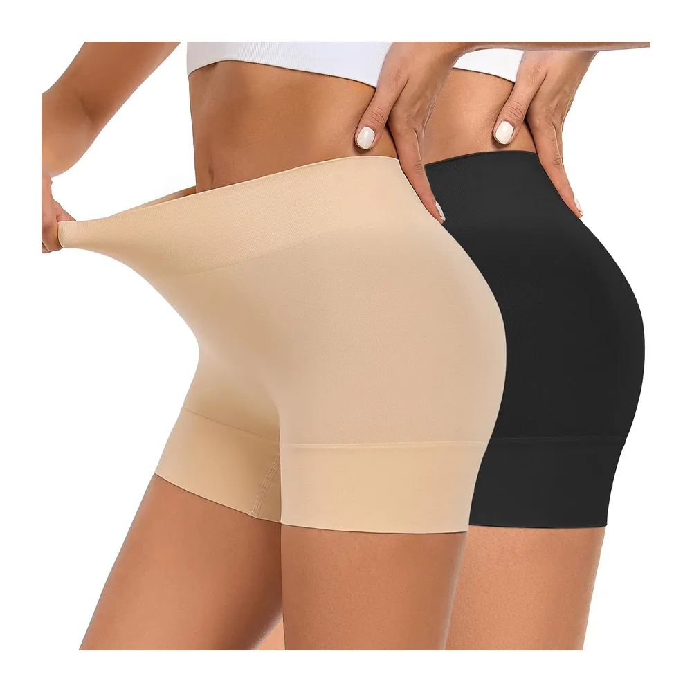 Anti Friction Cycling Shorts Under Skirt Summer Dress — Noir+beige