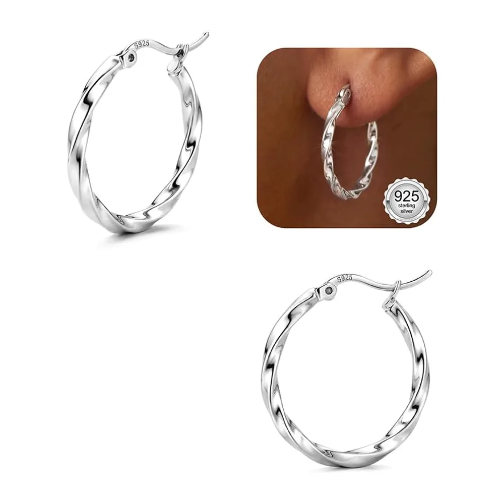FIOROYAL Hoop Earrings Silver Hypoallergenic Lightweight