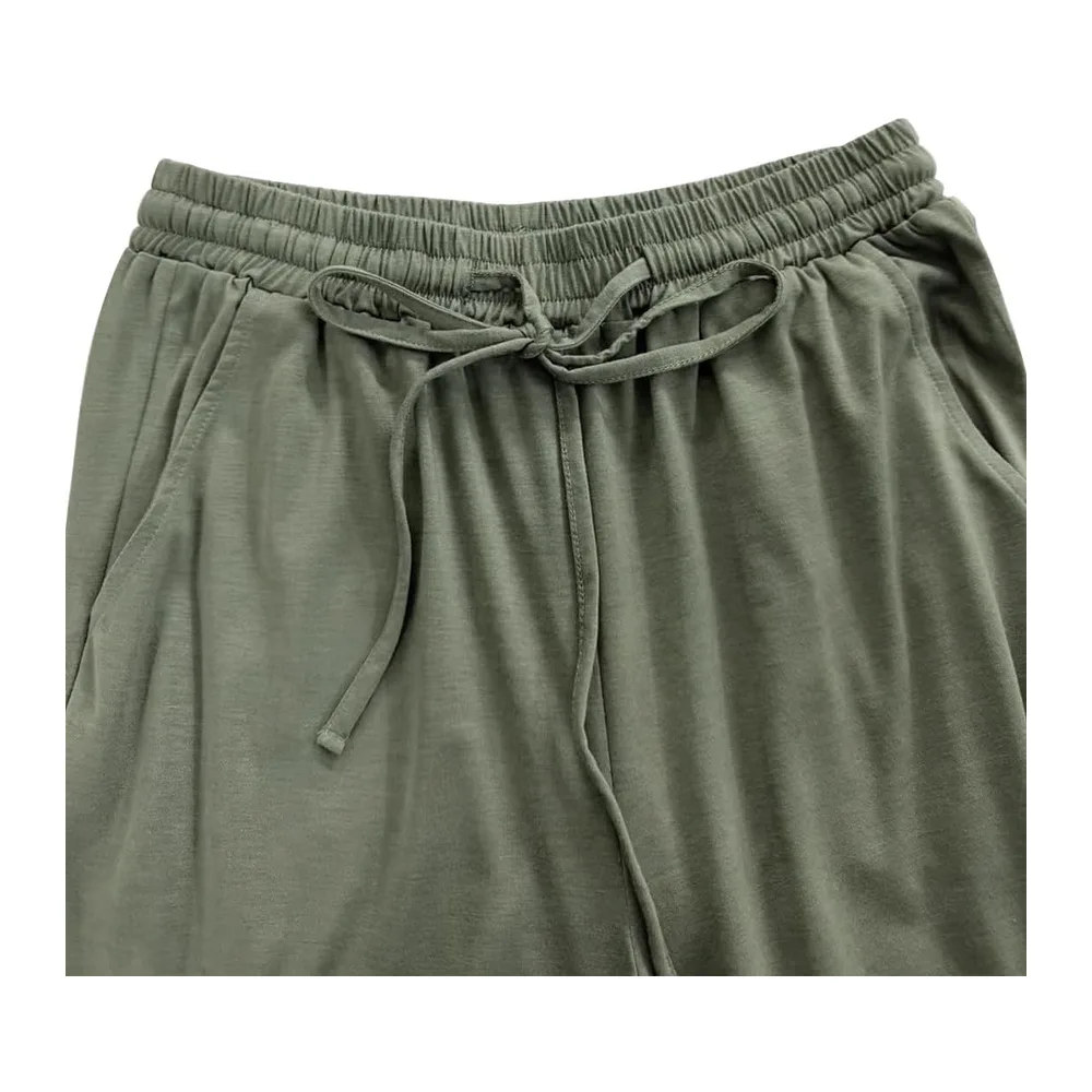 Survêtement Ensemble Jogging Tenue Sport Haut Col V et Pantalon à Jambes Larges — Vert