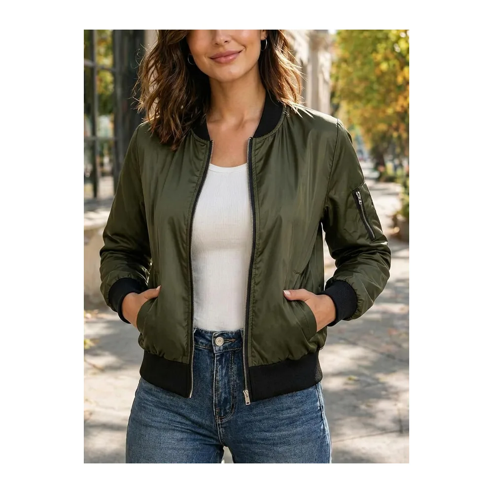 Veste d'entraînement légère à manches longues avec poches — Vert foncé