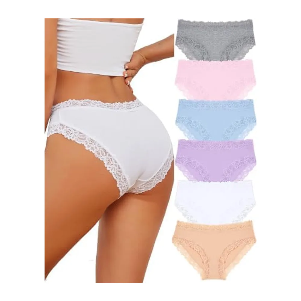 Sous-vêtements en Coton Caleçons Slip Dentelle Culotte Soft Hipster Sexy Panties — G-6er