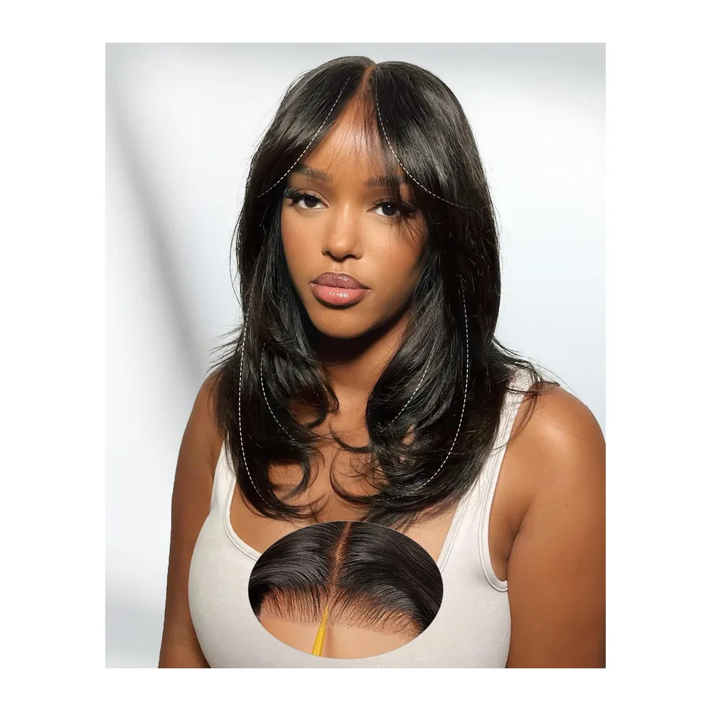 Straight Full Lace Front Wig Human Hair Wig — 6x6 Natural Black