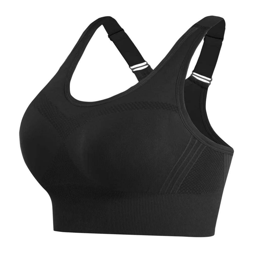 Brassiere Sport sans Armature Soutiens-Gorge de Sport Brassiere avec Coussinets — Noir