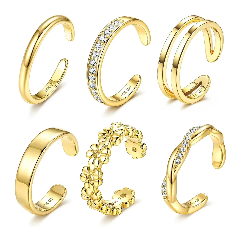 Bagues d'Orteil en or 14K Anneaux d'Orteil Réglables