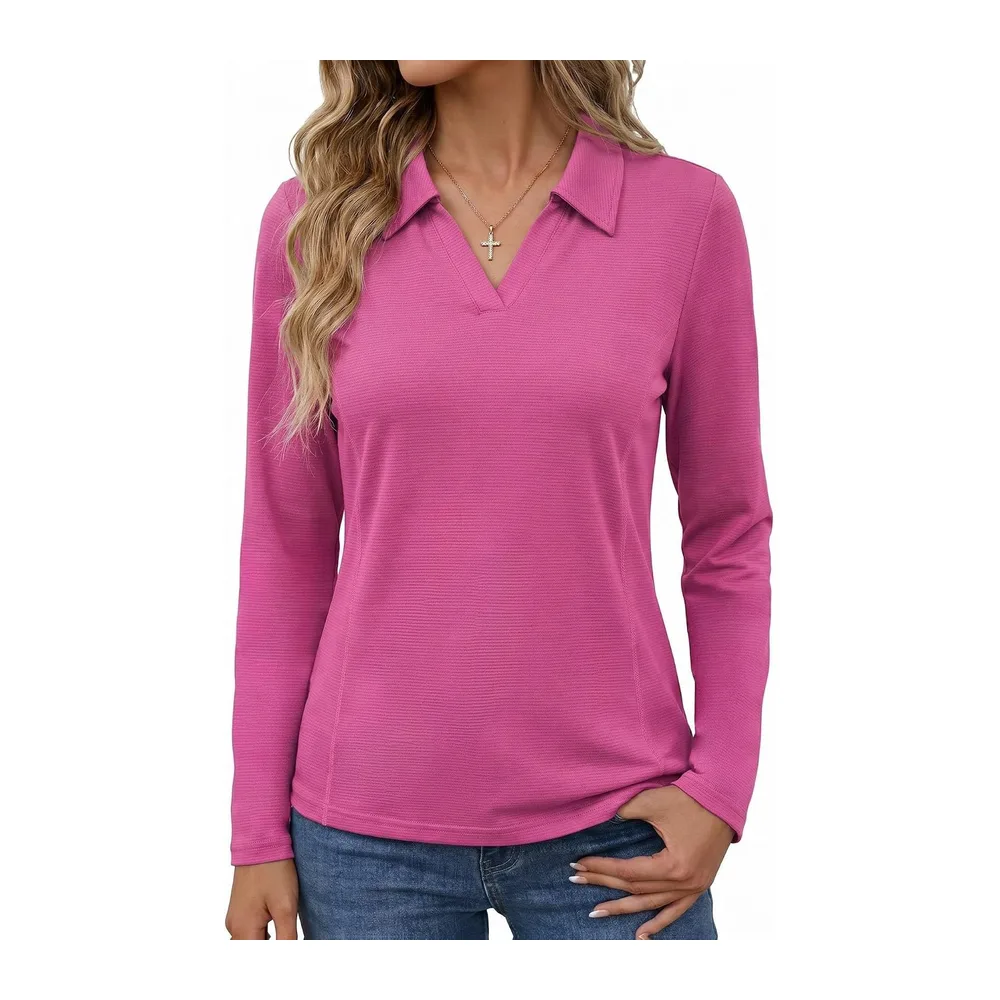Sports T-Shirt UPF 50+ Quick Dry Breathable Polo Shirt — Fuchsia