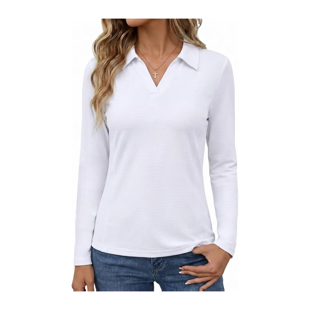 Sports T-Shirt UPF 50+ Quick Dry Breathable Polo Shirt — Blanc