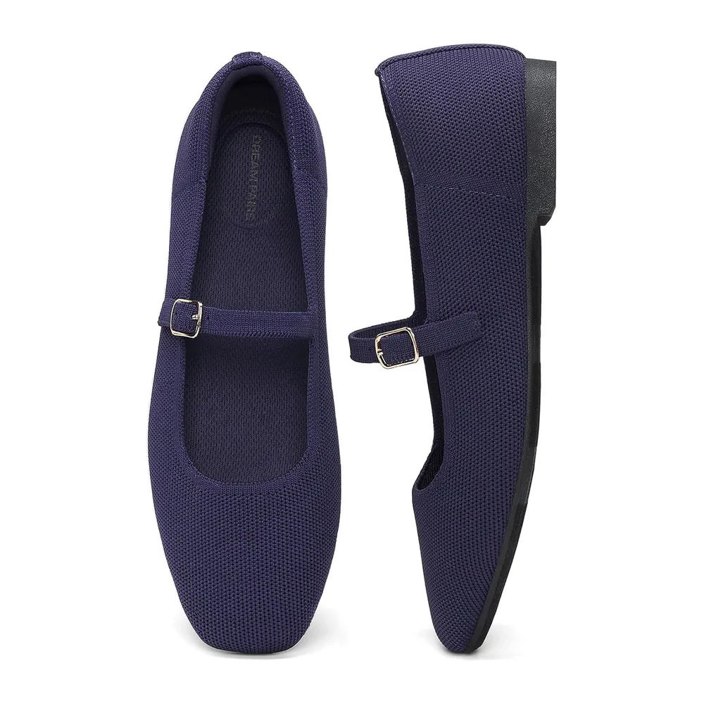 Mary Jane Comfortable Ballet Flats — Marine