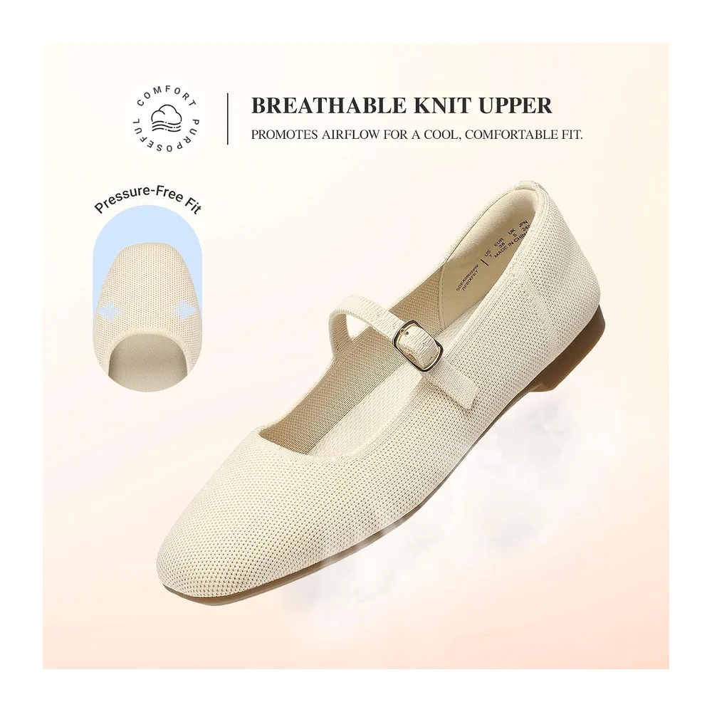 Mary Jane Comfortable Ballet Flats — Nu