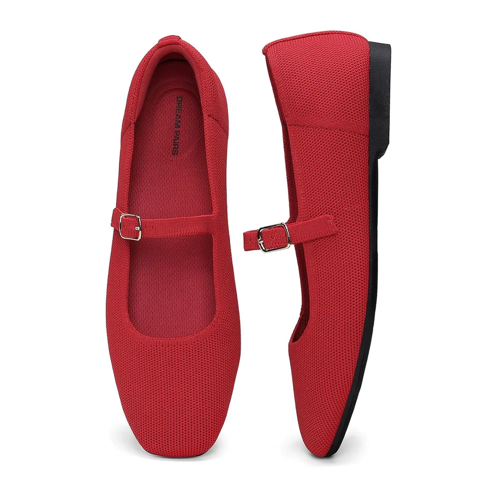 Mary Jane Comfortable Ballet Flats — Rouge