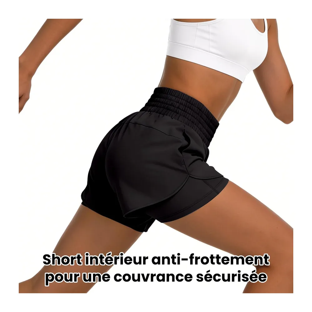 Running Shorts with 2 Zipped Pockets — Noir