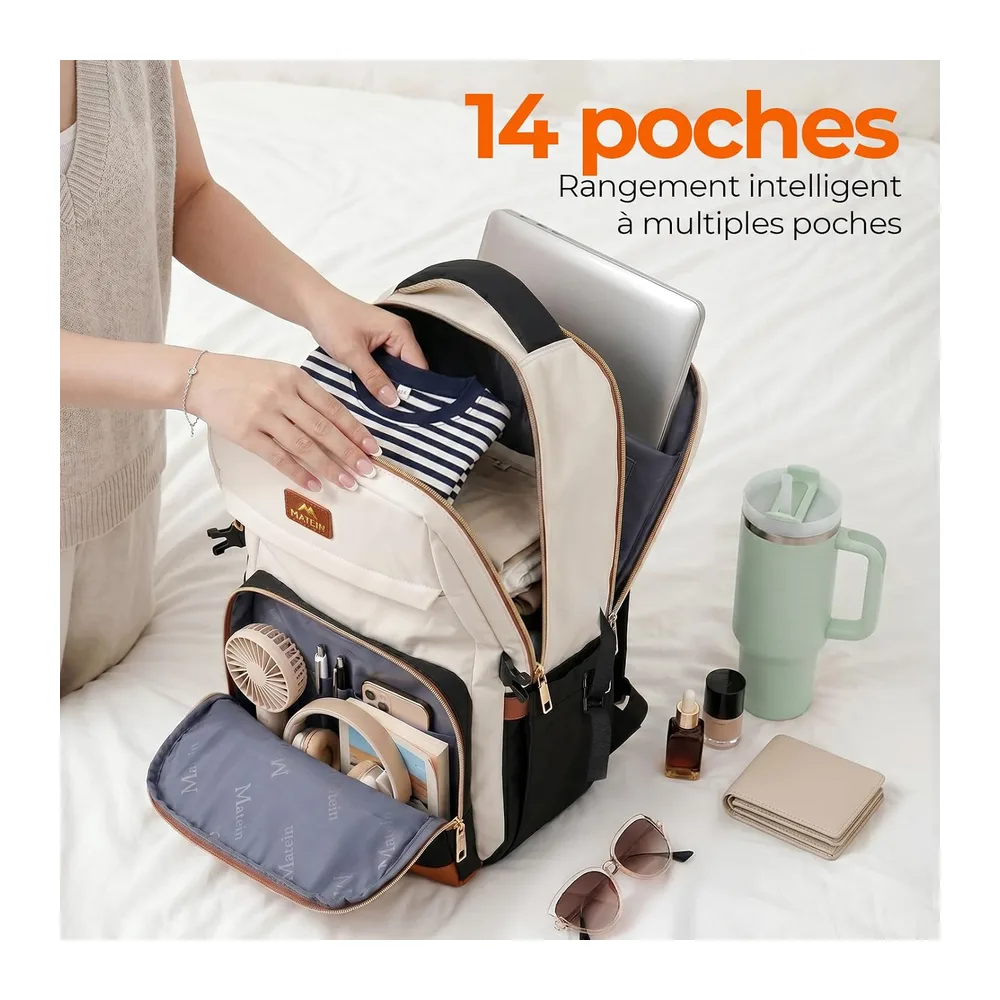 Sac a Dos Ordinateur Grand Sac à Dos Ville,Beige