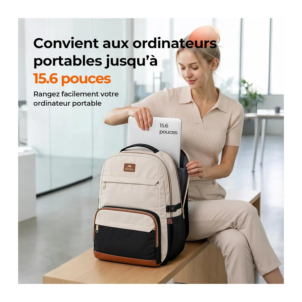 Sac a Dos Ordinateur Grand Sac à Dos Ville,Beige