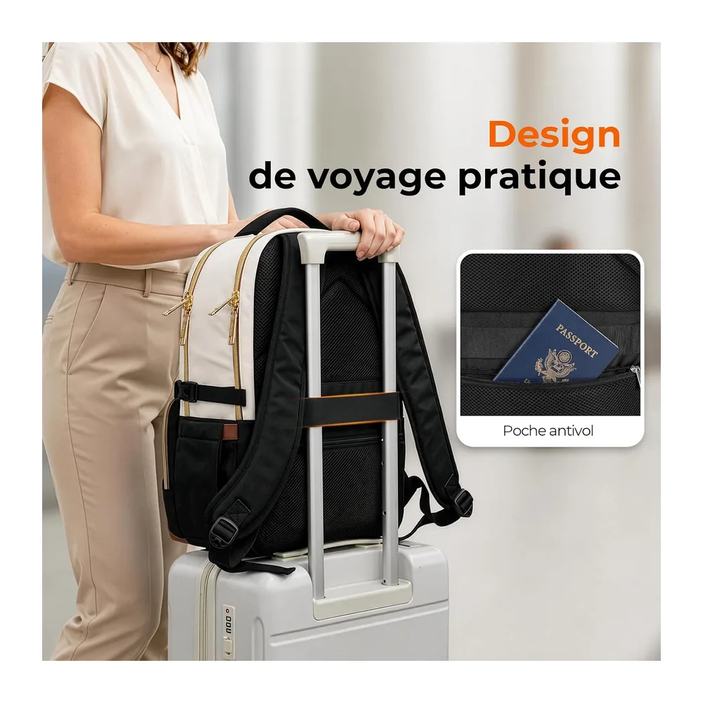 Sac a Dos Ordinateur Grand Sac à Dos Ville,Beige
