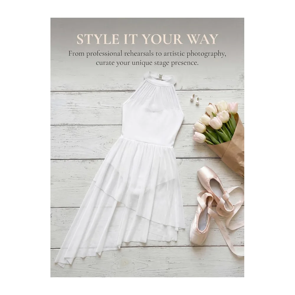 Robe de danse lyrique en maille dos nu — Blanc