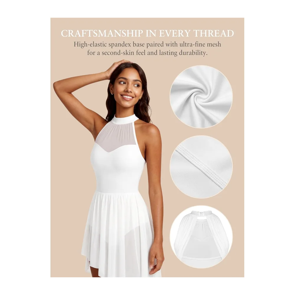 Robe de danse lyrique en maille dos nu — Blanc