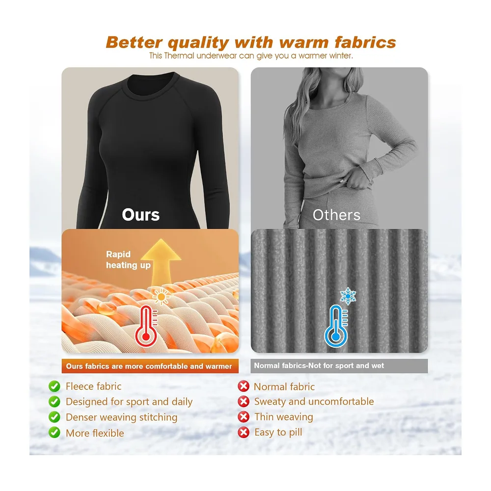 Sous Vetement Thermique Ensemble de sous-Vêtement Ideal Ski Hiver — Noir