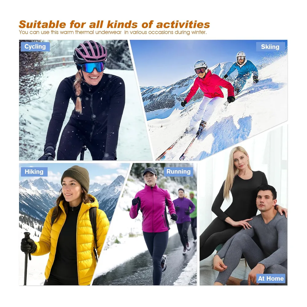 Sous Vetement Thermique Ensemble de sous-Vêtement Ideal Ski Hiver — Noir