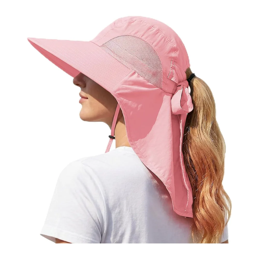 DRESHOW Sun Hat Foldable Anti-UV Sun Hat with Neck Flap Outdoor Sun Hat Beach Wide Visor