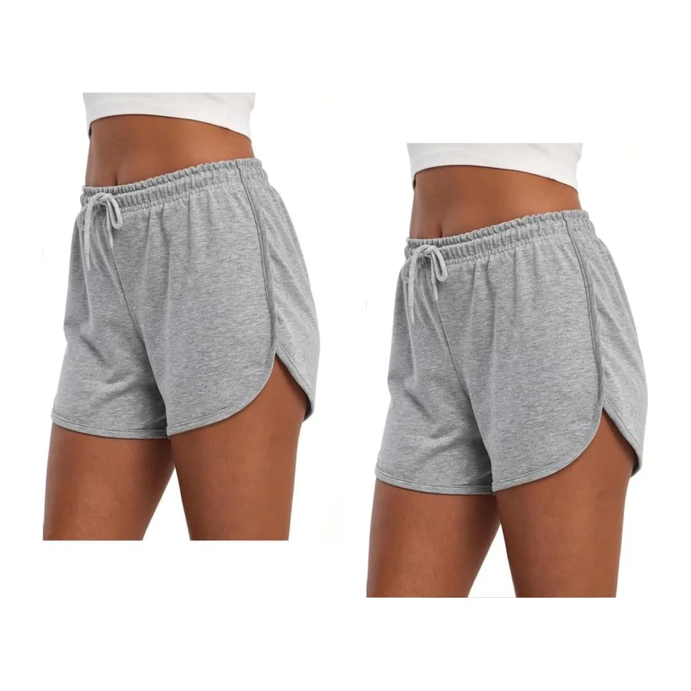 Summer Cotton Shorts Sport Lounge Shorts with Elastic Waist — Lot de 2 Gris Clair