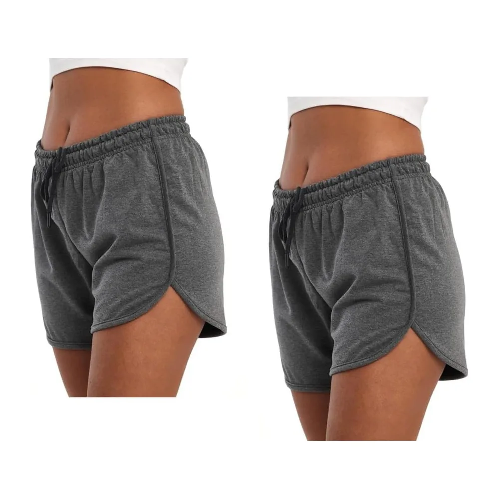 Summer Cotton Shorts Sport Lounge Shorts with Elastic Waist — Lot de 2, Gris Foncé