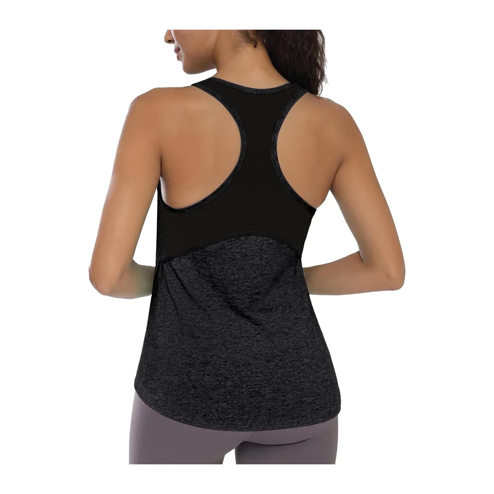 Sports Tank Top Lightweight and Breathable Mesh Tee Shirt Sleeveless — A# Noir Foncé