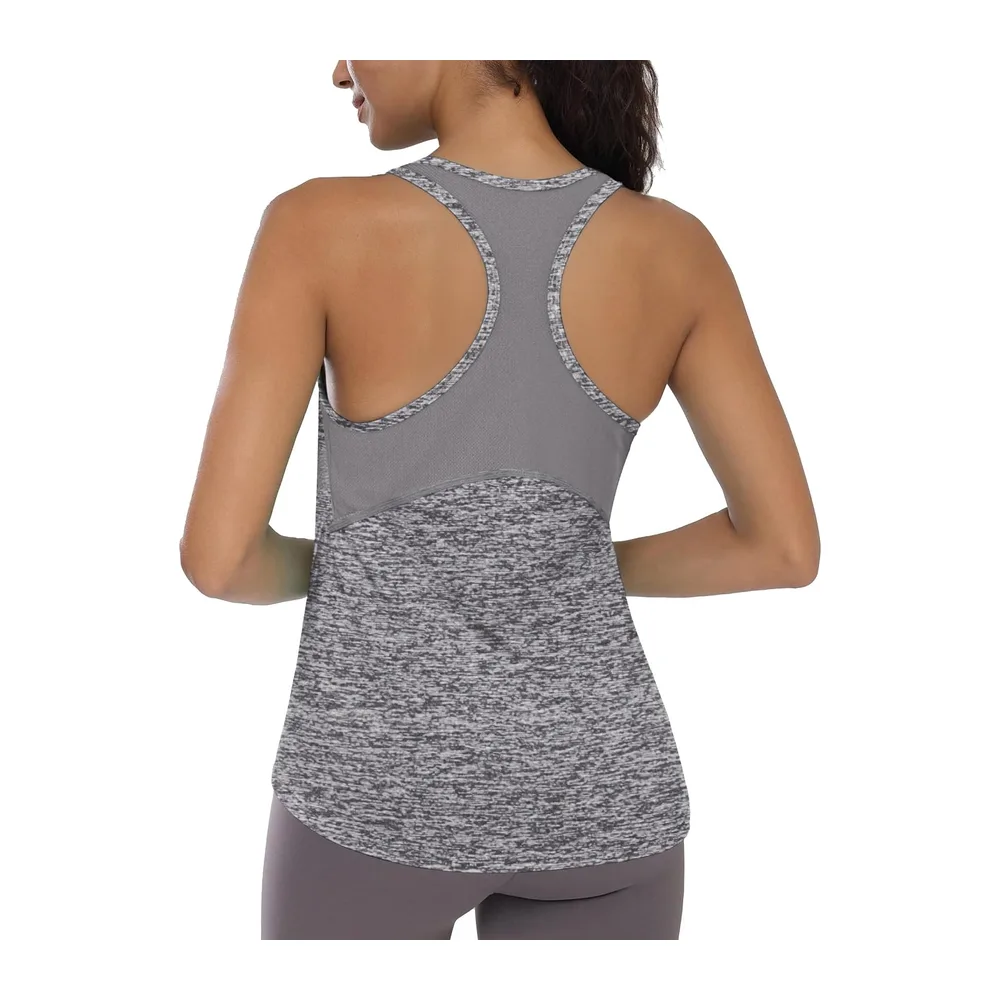 Sports Tank Top Lightweight and Breathable Mesh Tee Shirt Sleeveless Quick Dry — A# Gris