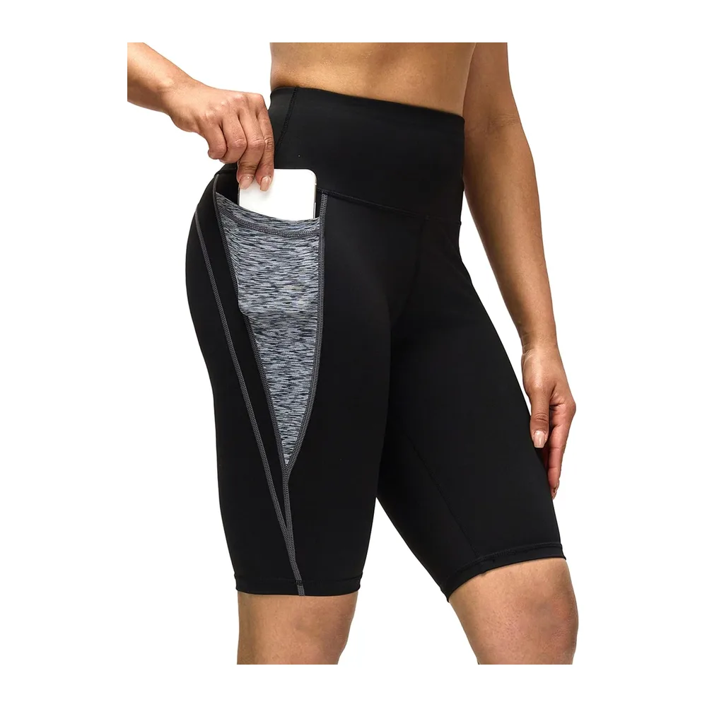 Short leggings, sports trousers, short trousers, jogging trousers, gym — Noir/Gris