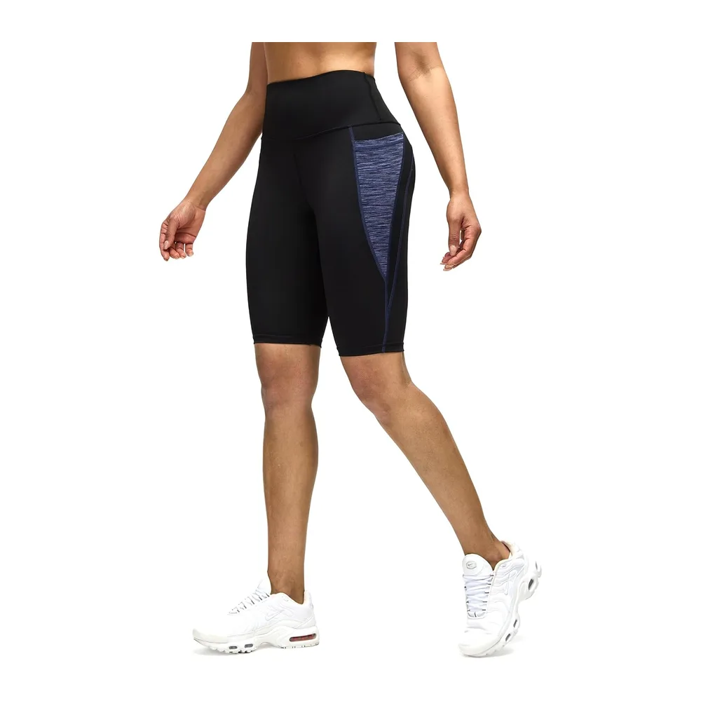 Short leggings, sports trousers, short trousers, jogging trousers — Noir et Bleu Foncé.