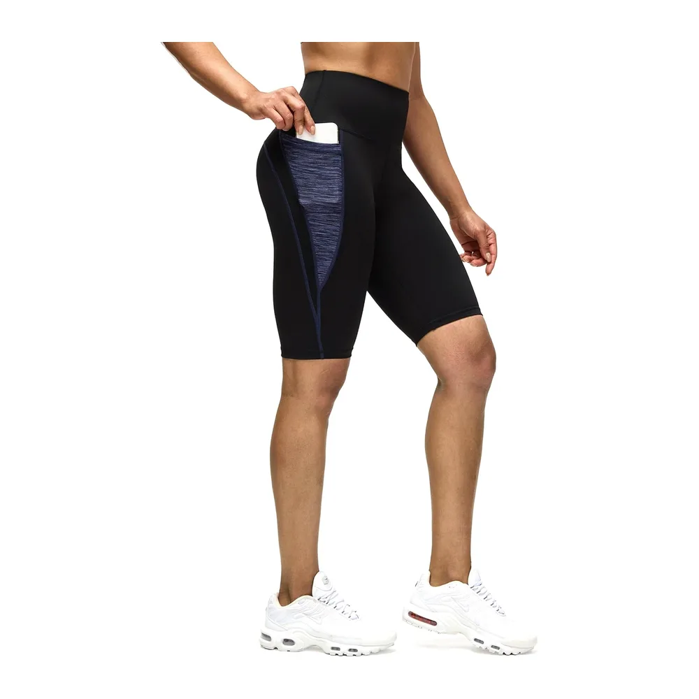 Short leggings, sports trousers, short trousers, jogging trousers — Noir et Bleu Foncé.