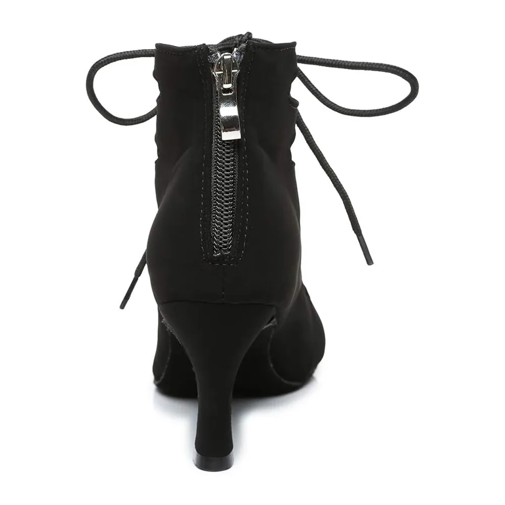 Chaussures de Danse Latine Petit Talon Ouverte Bottes de Danse Salsa de — Noir 6cm Talon