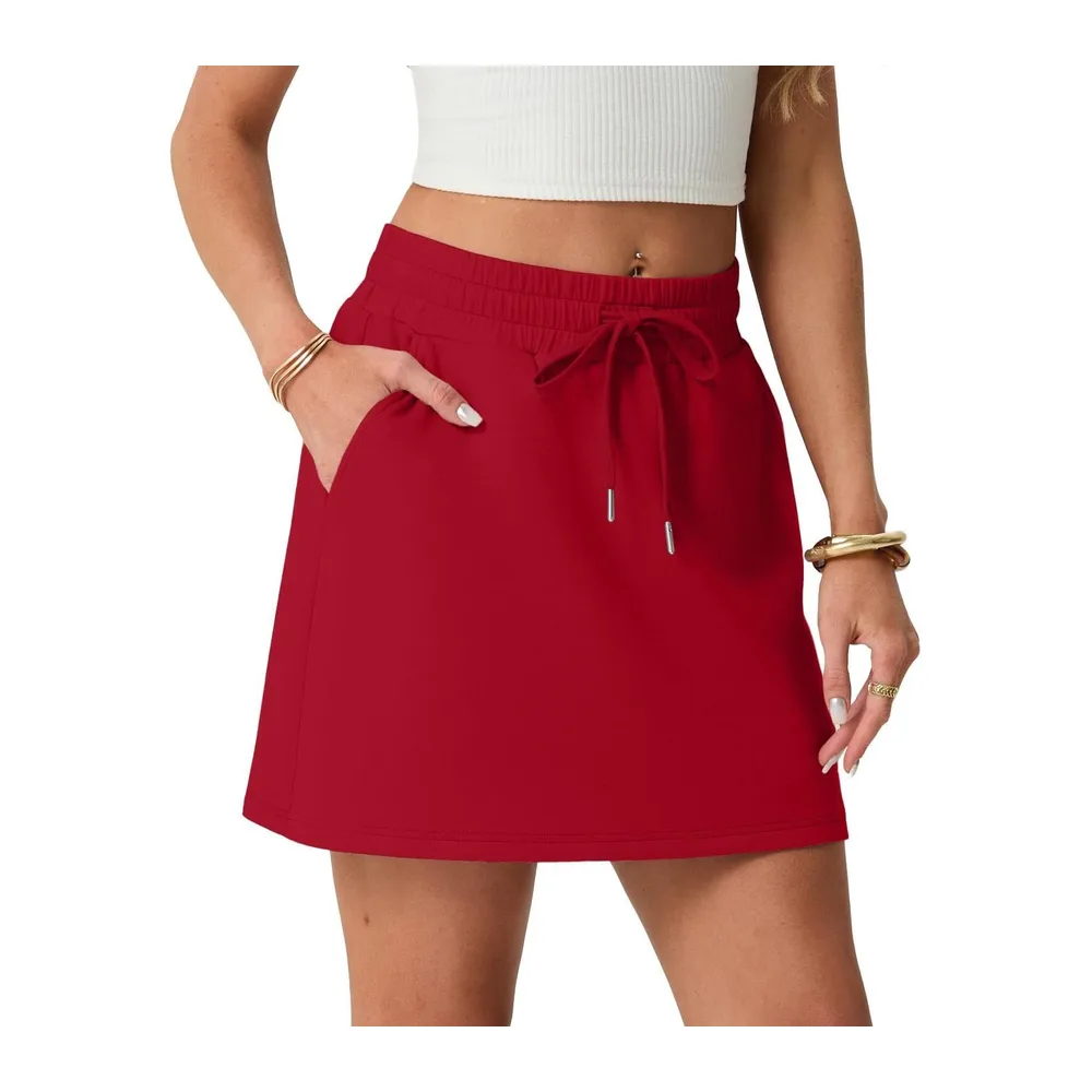 Jupe-short de tennis avec pantalon sous jupe courte pour le sport et les — Rouge Vin