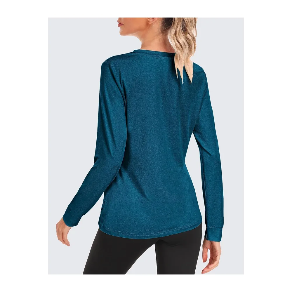Long Sleeve Sports Shirt Sun Protection UPF 50 Quick Dry Running Shirt — Bleu Foncé1