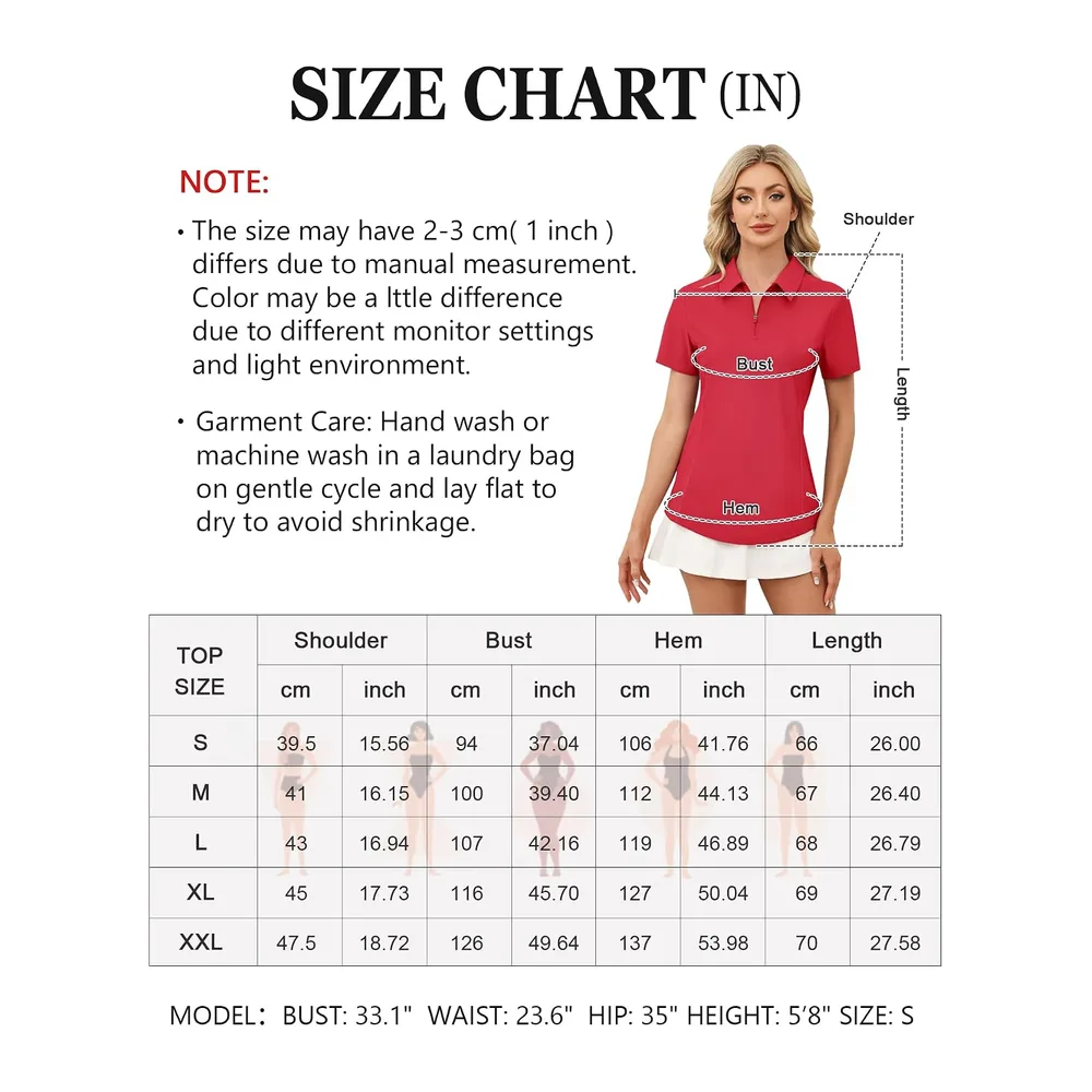 Short Sleeve Sports Polo Shirt Golf Top Tennis Workout Running 1/4 Zip Sportswear — Rouge
