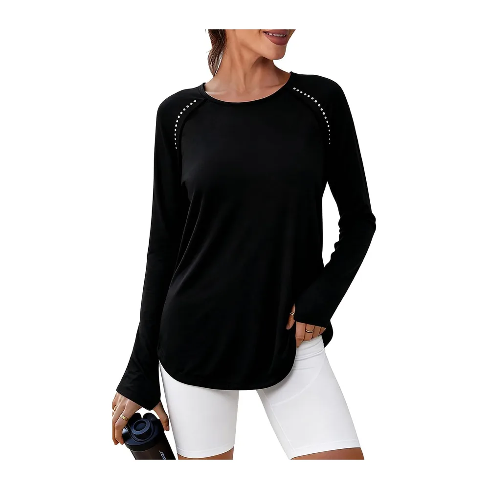 Long Sleeve Round Neck UPF 50+ Soft Anti-UV T-Shirt — Noir Pur
